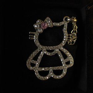 Hello Kitty Rhinestone Pendant With 28" Chain (Pink Rhinestone on bow)